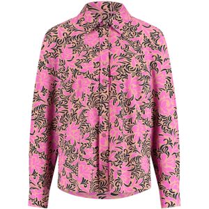 Studio Anneloes Blouse roze (Maat: L) - Bloemen - Halslijn: Kraag,