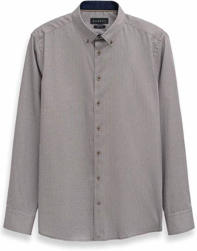 bugatti - Overhemd - Marine - Lichtblauw - Bruin - Lichtgrijs