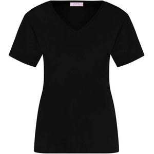 Studio Anneloes Dames t-shirt zwart (Maat: XXS) - Effen - Halslijn: V-hals,