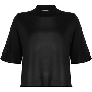Drykorn Top zwart (Maat: L) - Effen - Halslijn: Opstaande kraag,