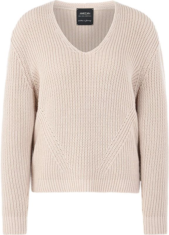 Marc Cain - V-hals Pullover Sweater - Beige - Dames - Duits Gebreid