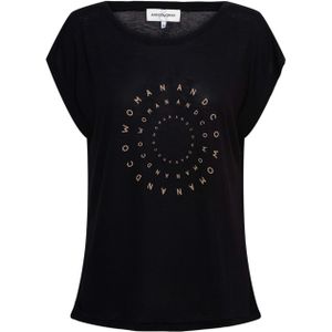 &Co Woman Dames t-shirt zwart (Maat: S) - Tekst - Halslijn: Ronde hals,