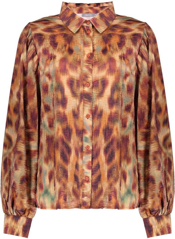 Geisha - Blouse - Ecoline Print - Bruin/Oranje