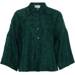 CKS Dames blouse groen (Maat: 2XL) - Effen - Halslijn: Polokraag,