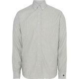 Cast Iron Heren overhemd lange mouw groen (Maat: S) - Streep