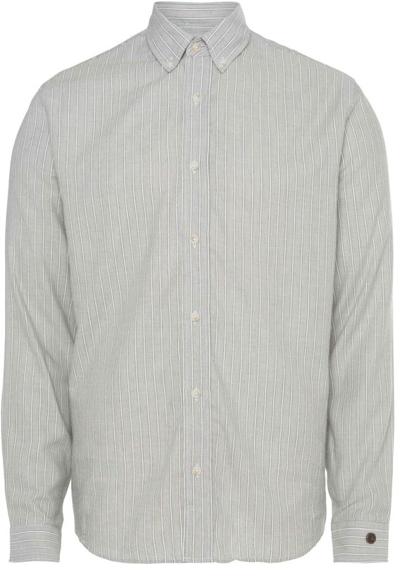 Cast Iron Heren overhemd lange mouw groen (Maat: S) - Streep