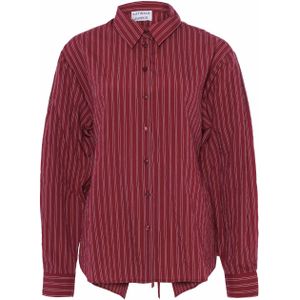 Catwalk  Junkie Dames blouse bordeaux (Maat: 36) - Streep - Halslijn: Polokraag,