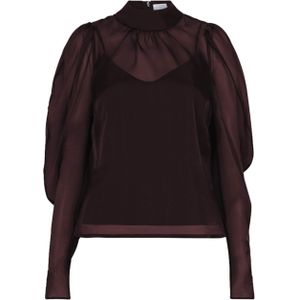 Dante6 Dames blouse bordeaux (Maat: 40) - EffenMesh - Halslijn: Opstaande kraag,