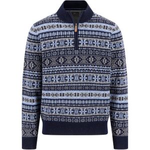 Fynch Hatton - 1510365 - Half Rits Trui - Wol - Noors Patroon