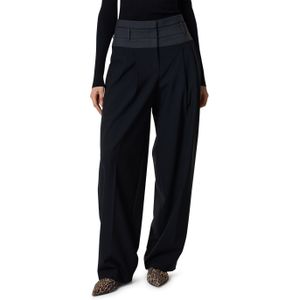 Cambio Evelin color block dames broek zwart (Maat: 34-32) - Effen