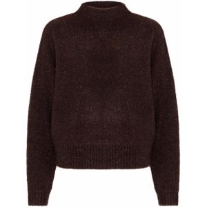 OPUS Dames trui bordeaux (Maat: 36) - Glitter - Halslijn: Opstaande kraag,