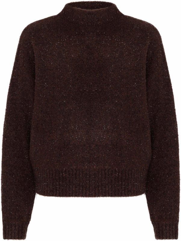 OPUS Dames trui bordeaux (Maat: 36) - Glitter - Halslijn: Opstaande kraag,