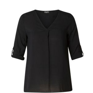 Base Level Curvy Blouse zwart (Maat: 52) - Effen - Halslijn: V-hals,