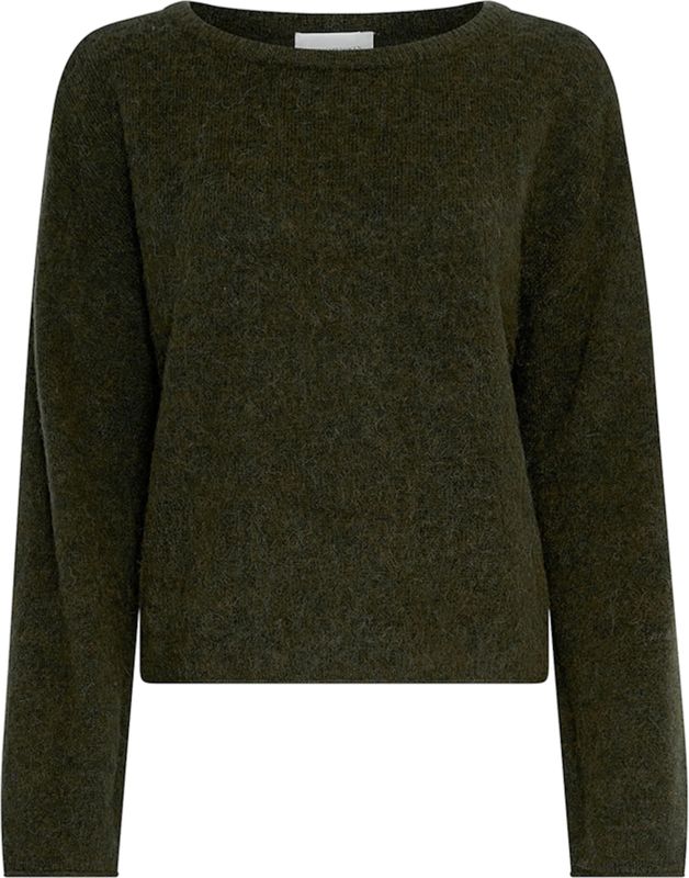 Moss Copenhagen Dames trui groen (Maat: XS-S) - Effen - Halslijn: Ronde hals,