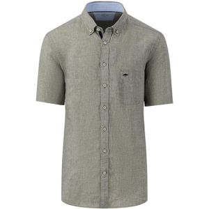 Fynch-Hatton Overhemd korte mouw groen (Maat: M) - Effen