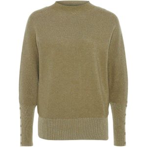 Bloomings Dames trui groen (Maat: M) - Glitter - Halslijn: Opstaande kraag,