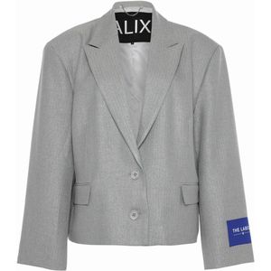 Alix the Label - Coated Herringbone Blazer - Grijs - Blazer