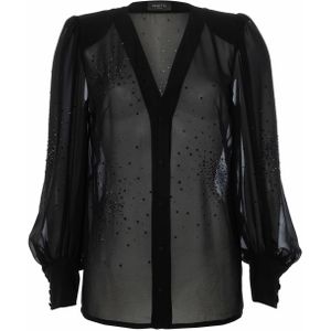 Nenette Blouse zwart (Maat: 40) - Glitter - Halslijn: V-hals,