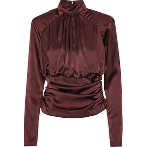 ROTATE Blouse bordeaux (Maat: 34) - Effen - Halslijn: Opstaande kraag,