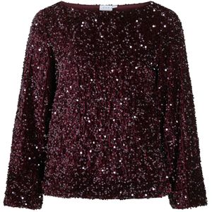 Vila Dames top bordeaux (Maat: S) - Halslijn: Ronde hals,