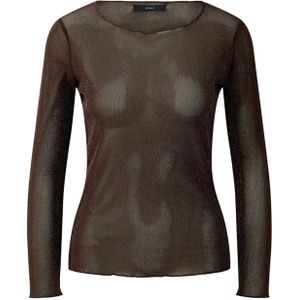 OUI Dames top bruin (Maat: 36) - GlitterMesh - Halslijn: Ronde hals,