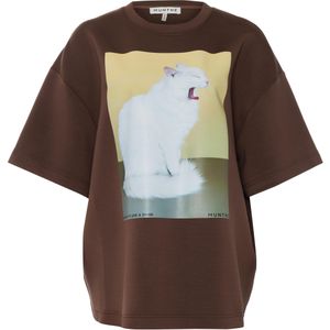 Munthe Dames t-shirt bruin (Maat: 38) - Fotoprint - Halslijn: Ronde hals,