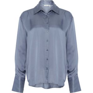 InWear Dames blouse blauw (Maat: 38) - Effen - Halslijn: Polokraag,