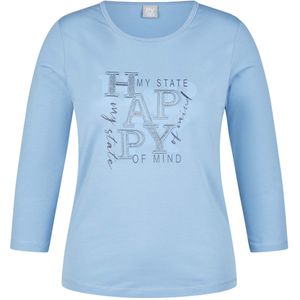 Rabe Longsleeve blauw (Maat: 40) - Tekst - Halslijn: Ronde hals,