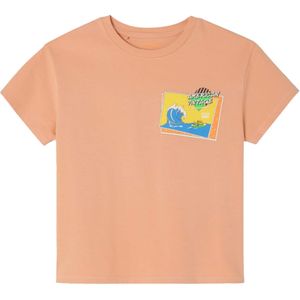 American Vintage T-shirt  oranje (Maat: 134) - Tekst - Halslijn: Ronde hals,
