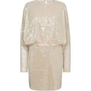 Co'Couture Dames jurk ecru (Maat: XS) - Halslijn: Ronde hals,