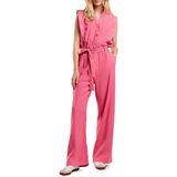 Summum Woman Jumpsuit cotton linen stretch roze (Maat: 34) - Halslijn: V-hals,