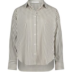 Betty en Co Dames blouse groen (Maat: 36) - Streep - Halslijn: Polokraag,