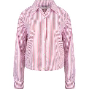 Nukus Dames blouse rood (Maat: XS) - Streep - Halslijn: Polokraag,