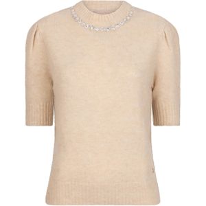 Josh V Dames trui beige (Maat: L) - Mélange - Halslijn: Opstaande kraag,