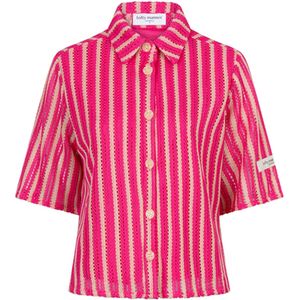 Lofty Manner Blouse roze (Maat: XL) - Streep - Halslijn: Kraag,