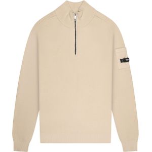 Quotrell Heren trui ecru (Maat: M) - Halslijn: Opstaande kraag met rits,