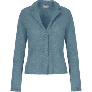 No man's land Dames vest blauw (Maat: XS) - Effen - Halslijn: Revers,