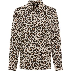 Olsen Dames blouse beige (Maat: 36) - Halslijn: Polokraag,