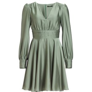 Swing Dames jurk groen (Maat: 38) - Effen - Halslijn: V-hals,