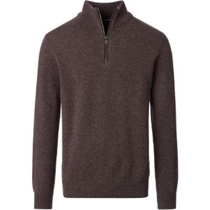 Casa Moda Heren trui met rits bruin (Maat: S) - Mélange - Halslijn: Opstaande kraag met rits,