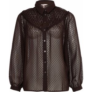 Esqualo Blouse bruin (Maat: 34) - Effen - Halslijn: Kraag,