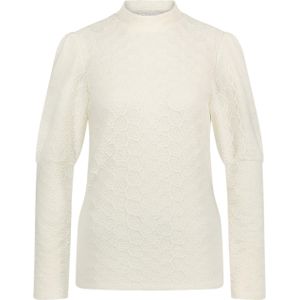 Nukus Longsleeve ecru (Maat: M) - Effen - Halslijn: Opstaande kraag,