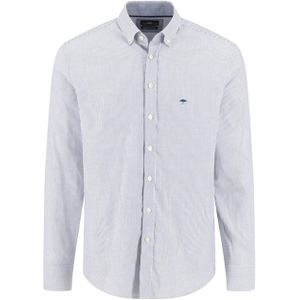Fynch-Hatton Heren overhemd lange mouw blauw (Maat: M) - Streep
