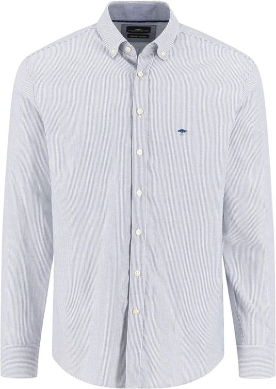 Fynch-Hatton Heren overhemd lange mouw blauw (Maat: M) - Streep
