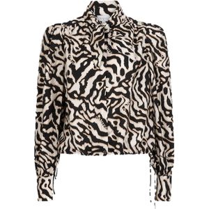 Dante6 Dames blouse zwart (Maat: 40) - Halslijn: Polokraag,