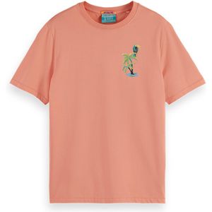 Scotch & Soda T-shirt oranje (Maat: XL) - Fotoprint - Halslijn: Ronde hals,