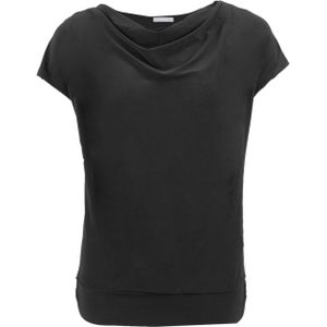 Bianca Dames t-shirt zwart (Maat: 38) - Effen - Halslijn: Watervalhals,