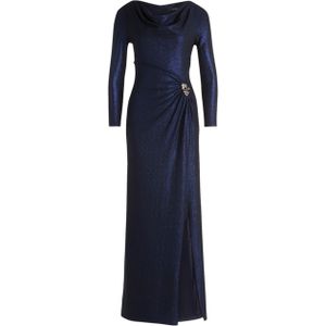 Vera Mont Dames jurk blauw (Maat: 40) - Glitter - Halslijn: Watervalhals,