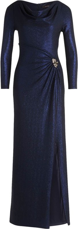 Vera Mont Dames jurk blauw (Maat: 40) - Glitter - Halslijn: Watervalhals,