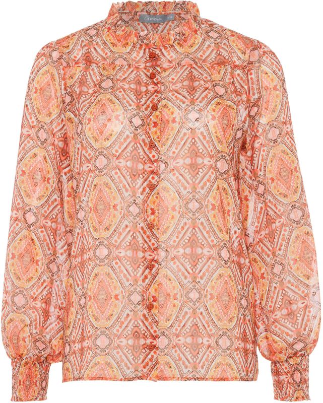 Geisha - Blouse 53663 - Rood/Sand - Boho Mosaic Print - Dames